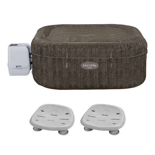 Bestway SaluSpa AirJet Hot Tub with Set of 2 Non Slip Pool and Spa Seat, Gray