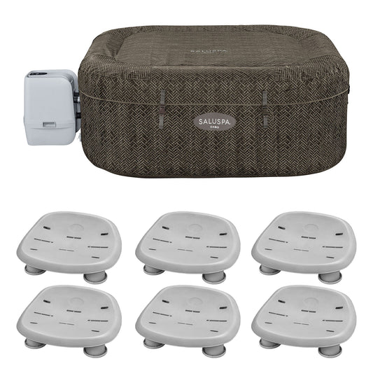 Bestway SaluSpa AirJet Hot Tub with Set of 6 Non Slip Pool and Spa Seat, Gray